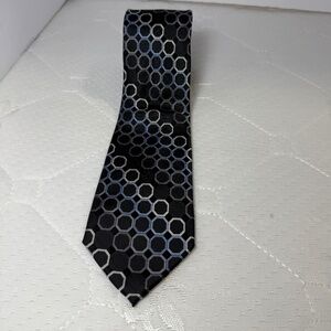 Michael Kors Geometric Tie Black Blue Hex Pattern Minimal Designer